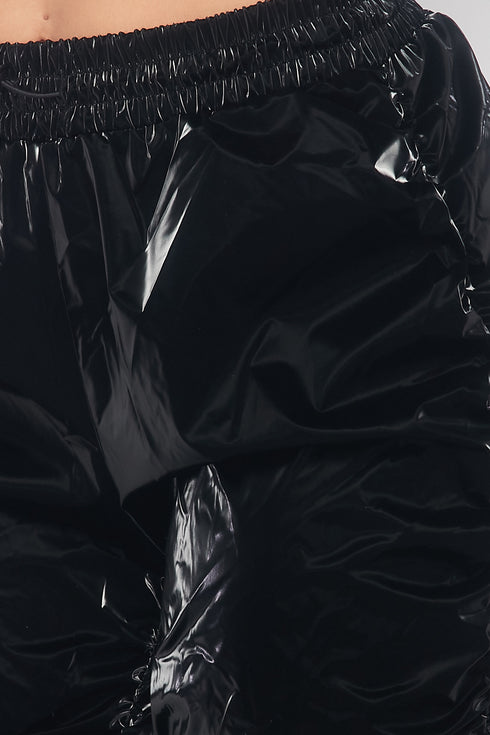 Metallic Reflective Pants Hip Hope Harem Joggers - Black - SohoGirl.com